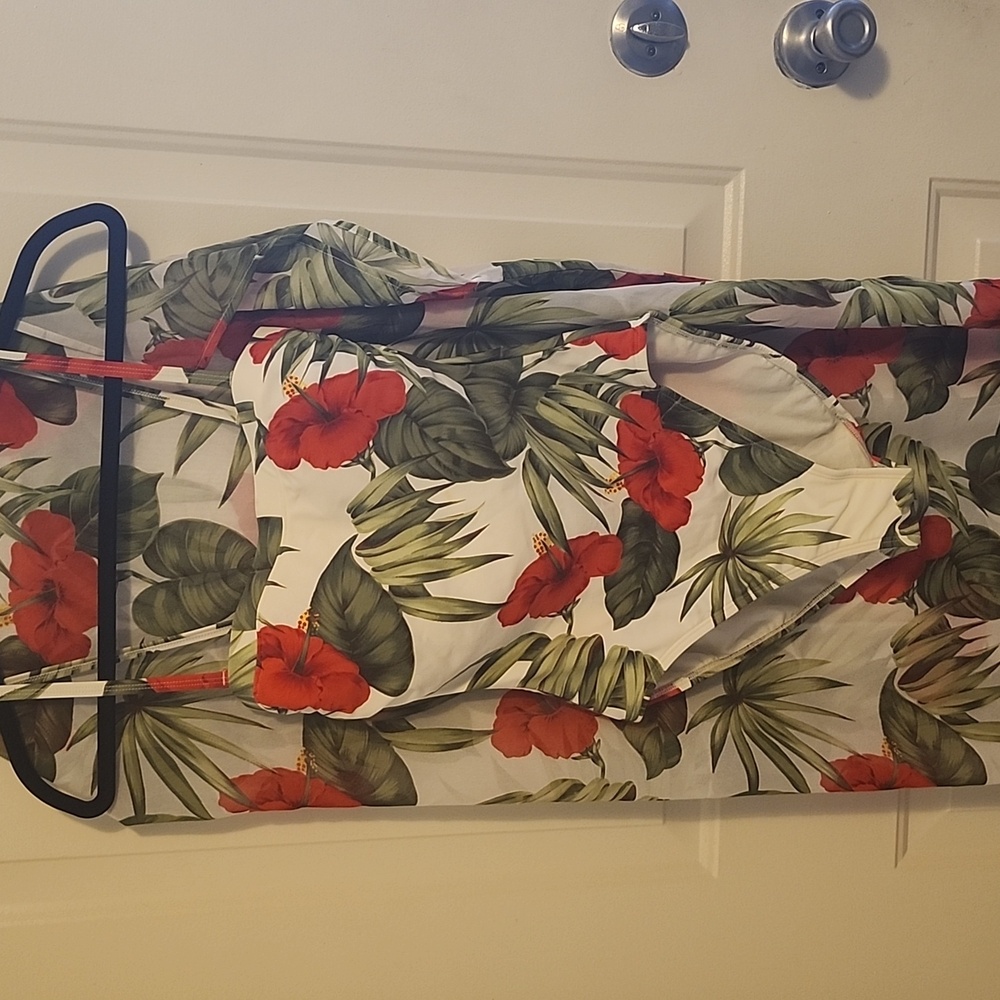 Anne Cole Floral One Piece Swimsuit - Red and Green With Matching Sarong